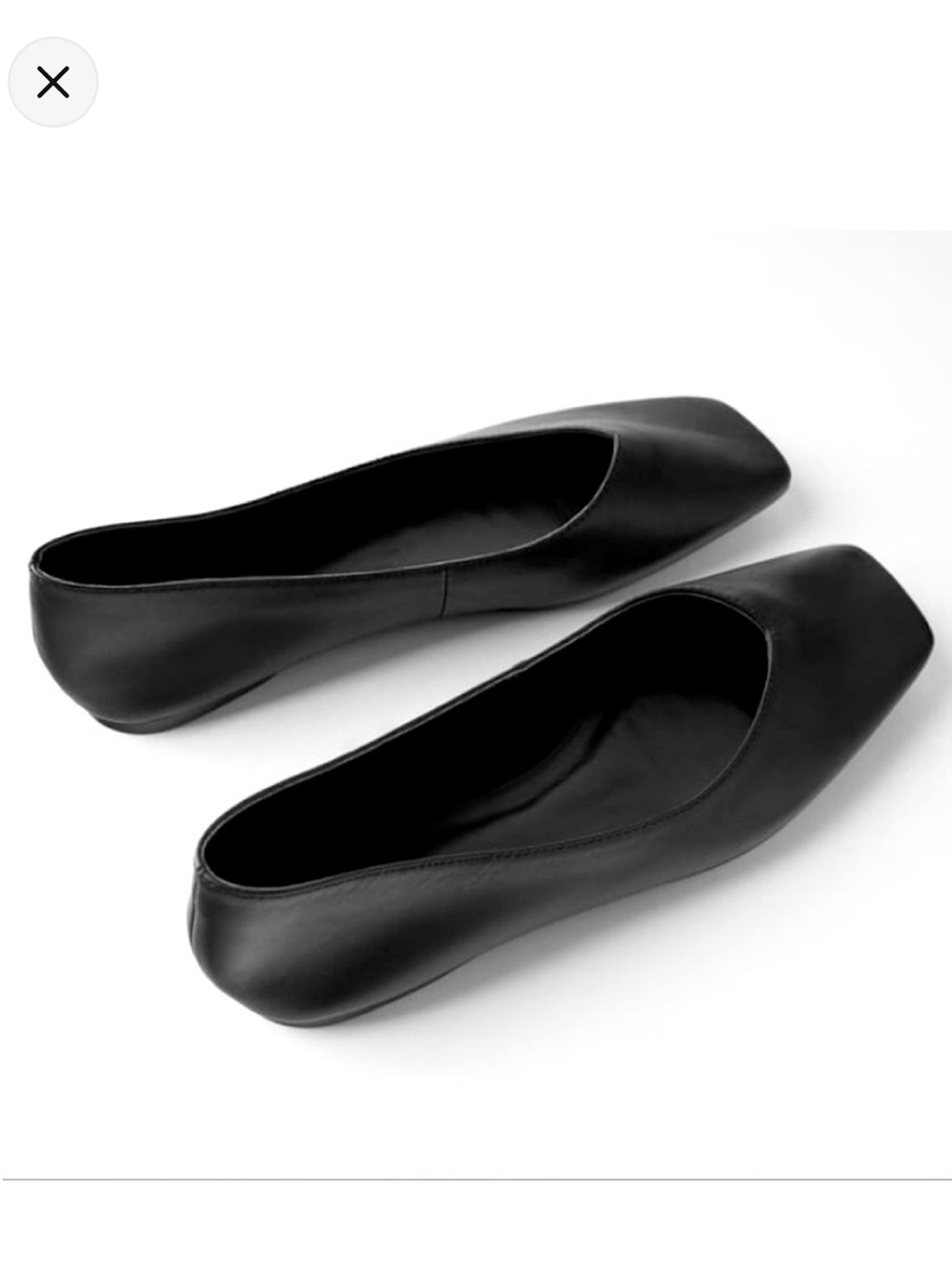Zara Square Toe Black Leather Flat